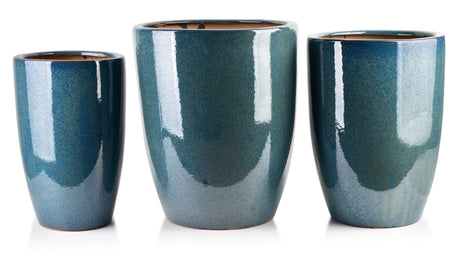NEVA BLUE Komplet 3 osłonek  ceramicznycXL:40x40x49/ L:32x32x45/ M:26x26x41cm