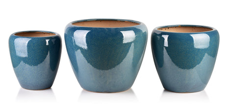 NEVA BLUE Komplet 3 osłonek  ceramicznycXl: 46x46x38/ L:36x36x34/ M:27x27x31cm