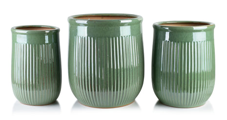 NEVA GREEN Komplet 3 osłonek  ceramicznyXl:41x41x45/ L:31x31x42/ M:24x24x38cm
