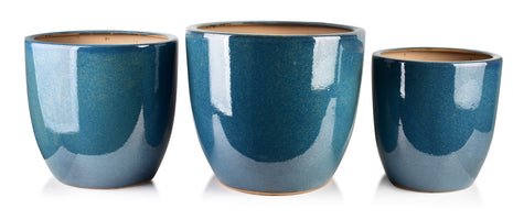 NEVA BLUE Komplet 3 osłonek  ceramicznycXl: 50x50x45/ L:42x42x42/ M:35x35x38cm